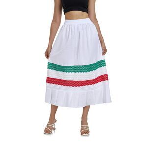 3423 Mexican Skirt Fiesta Theme Party Skirt Maxi Lace Traditional Dannce